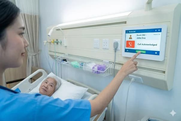 Nurse call console at ICU station
